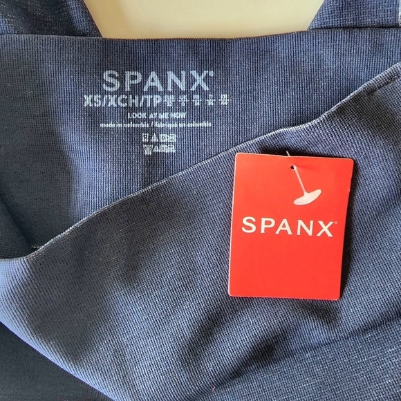 Spanx Look At Me Now Seamless Track Stripe Leggings Blue Navy Haze - Picture 8 of 8